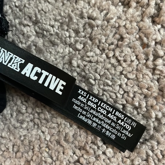 PINK XXS sports bra womens athletic black white strappy padded - Picture 5 of 6